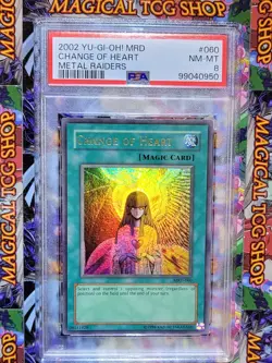 Yugioh Change of Heart Metal Raiders Ultra Rare MRD-060 Original Print PSA NM - Image 1