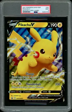 PSA 9 MINT Pikachu V SWSH061 BSP Jumbo Black Star Promo Oversize Pokemon Card - Image 1