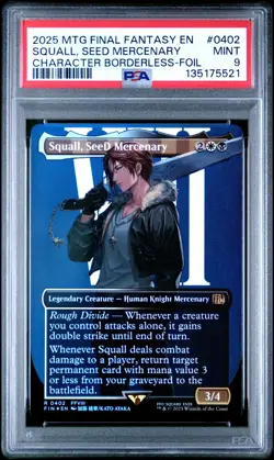 2025 MTG FINAL FANTASY CHARACTER BORDERLESS-FOIL SQUALL, SEED MERCENARY PSA 9 - Image 1