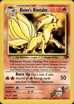 Pokemon Blaine's Ninetales 21/132 Gym Challenge Rare Near Mint - Image 1