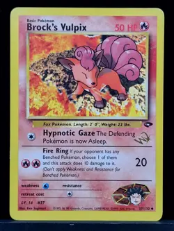 Pokemon Brock’s Vulpix 37/132 Gym Challenge Gold W Stamp Promo Near Mint - Image 1