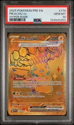 2025 POKEMON PRE EN-PRISMATIC EVOLUTIONS HYPER RARE #179 PIKACHU EX PSA 10 - Image 1