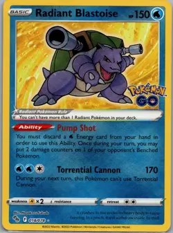 Radiant Blastoise 018/078 Pokemon Go Radiant Rare NM - Image 1