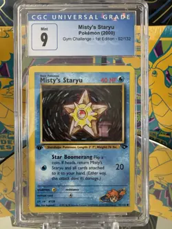 Misty's Staryu 92/132 - Gym Challenge 1st Edition - CGC 9 MINT - Blue Label 🌊✨ - Image 1