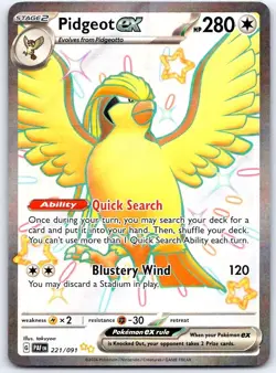 Pidgeot ex 221/091 Shiny Ultra Rare Paldean Fates Pokemon Holo NM/M - Image 1
