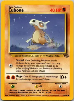 Cubone #50/64 Jungle Common Vintage Pokemon LP - Image 1