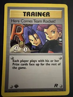 Pokemon Here Comes Team Rocket 7/82 1st Edition Team Rocket LP Vintage WOTC 2000 - Image 1