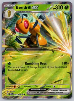 Beedrill ex 003/086 Double Rare ME04: Chaos Rising Pokemon Holo Near Mint - Image 1