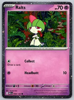 Pokemon TCG Ralts 058/132 Mega Evolution Cosmos Holo - Image 1