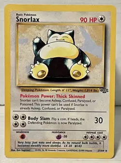 Unlimited Jungle Snorlax 27/64 Pokemon Card WOTC Non Halo Vintage LP - Image 1
