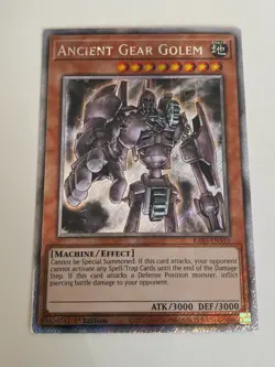 Yugioh Ancient Gear Golem x 3 - 1st Edition Platinum Secret Rare NM Free Holo A - Image 2