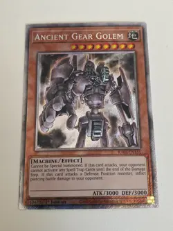 Yugioh Ancient Gear Golem x 3 - 1st Edition Platinum Secret Rare NM Free Holo A - Image 3