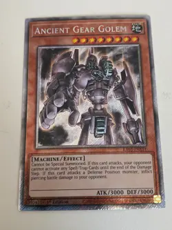 Yugioh Ancient Gear Golem x 3 - 1st Edition Platinum Secret Rare NM Free Holo A - Image 4