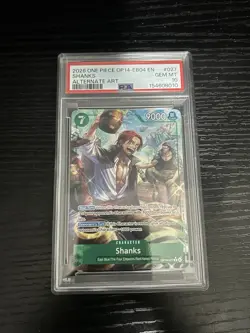 One Piece Shanks Alt Art OP14-027 The Azure Sea's Seven Foil PSA 10 Gem Mint - Image 1
