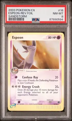 Pokemon 2003 PSA 8 NM-MINT Espeon Ex Sandstorm REVERSE HOLO 16 Card - Image 1