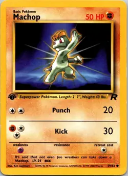 Machop 59/82 Common Team Rocket 1st Edition Non Holo Pokemon Card MP- - Image 1