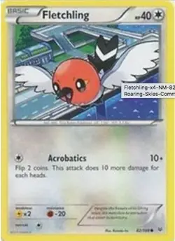 POKEMON CARD FLETCHLING 82/108 NO 661 TINY ROBIN POKEMON TCG CCG - Image 1