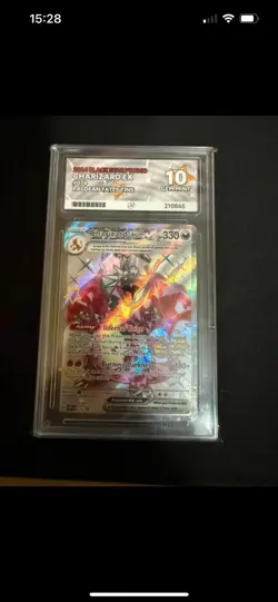 Pokemon TCG Charizard EX SVP074 Paldean Fates Tin Black Star Promo Card PSA 10 - Image 1