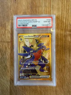 2025 Pokemon DRI EN Cynthia’s Garchomp ex Hyper Rare #241 PSA 10 GEM MT - Image 1