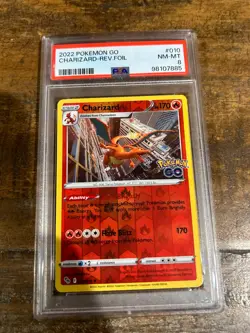 POKEMON 2022 GO CHARIZARD Reverse Foil #010 PSA 8 Near Mint Mint RARE - Image 1