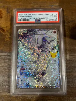 POKEMON 2021 Celebrations Classic RESHIRAM Black White Full Art #113 PSA 4 - Image 1