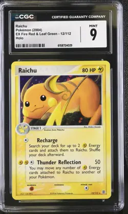 Pokemon Raichu 12/112 Holo EX Fire Red & Leaf Green - CGC 9 - Image 1