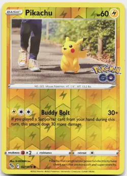 Pikachu 027/078 Common Pokemon GO Pokemon Reverse Holo Near Mint - Image 1