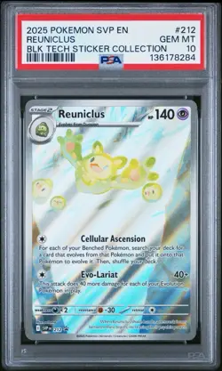 2025 Pokemon EN-SV Black Star Promo Reuniclus Black Bolt Tech Sticker 212 PSA 10 - Image 1