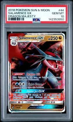 2018 POKEMON SUN & MOON DRAGON MAJESTY #44 SALAMENCE GX PSA 10 - Image 1