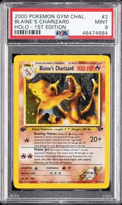 2000 POKEMON GYM CHALLENGE HOLO-1ST EDITION #2 BLAINE'S CHARIZARD PSA 9 - Image 1