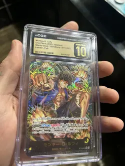 CGC Pristine 10 Monkey D. Luffy ST13-003 Gold Text Leader One Piece Card JP - Image 1