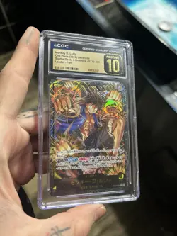 CGC Pristine 10 Monkey D. Luffy ST13-003 Gold Text Leader One Piece Card JP - Image 2