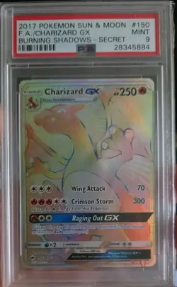 Pokemon TCG Charizard GX #150 Secret Card PSA 9 Sun & Moon Burning Shadows - Image 1