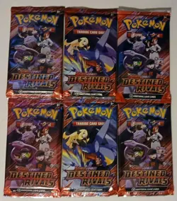 Pokemon TCG Lot Of 6 Scarlet & Violet Destined Rivals Booster Pack 10 Cards - Image 1