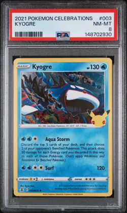 2021 POKEMON CELEBRATIONS #003 KYOGRE PSA 8 - Image 1
