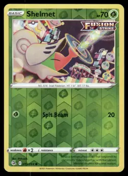 Shelmet 013/264 Common Fusion Strike Pokemon Reverse Holo Near Mint - Image 1