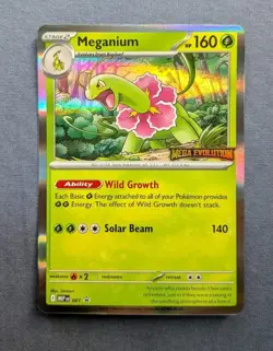 Pokemon TCG Meganium 001 Mega Evolution Stamp EN Black Star Promo Holo - Image 1