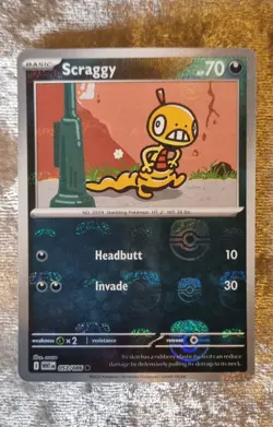 Scraggy 057/086, Masterball Reverse Holo, White Flare, Pokemon TCG - Image 1