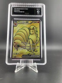 2023 Pokemon Scarlet & Violet 151 Ninetales EX 186/165 Ultra Rare GMA 10 Gem MT - Image 1