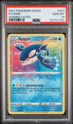 #1 2021 Pokemon SWSH Shining Fates #021 Kyogre PSA 10 GEM MINT - Image 1