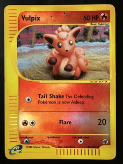 2002 Pokemon Expedition Base Set 136/165 Vulpix Reverse Holo (DMG) - Image 1