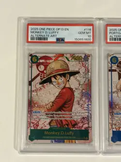 One Piece Ace Sabo Luffy Alt Art SEC Lot Of 3 PSA 10 OP13 English - Image 2