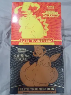 Pokemon TCG: Shining Fates and Vivid Voltage ETBs SEALED - Image 1