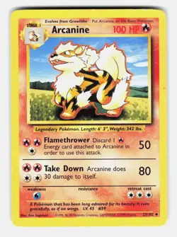 Arcanine 23/102 Uncommon Base Set Unlimited Moderately Played - Image 1