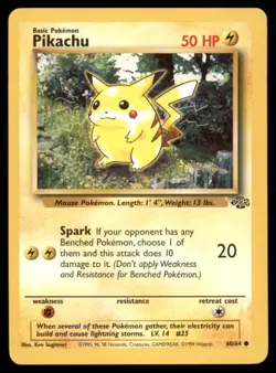 Pikachu 60/64 Common Jungle Pokemon Unlimited Lightly Played - Image 1