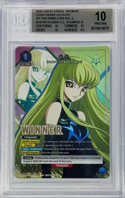 Union Arena Code Geass C.C. UEPR/CGH-2-004 R Foil Winner Promo BGS 10 English - Image 1