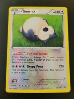 Pokemon TCG Card 2014 XY Flashfire - Snorlax 80/106 Reverse Holo - Image 1