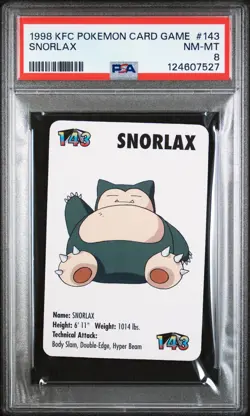 1998 KFC POKEMON CARD GAME #143 SNORLAX PSA 8 - Image 1