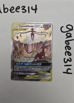 Pokemon Espeon & Deoxys GX SM240 Promo TAG TEAM Holo Card English - Image 1