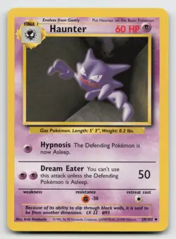 Haunter - 29/102 - Pokemon Base Set Unlimited uncommon Card WOTC NM - Image 1